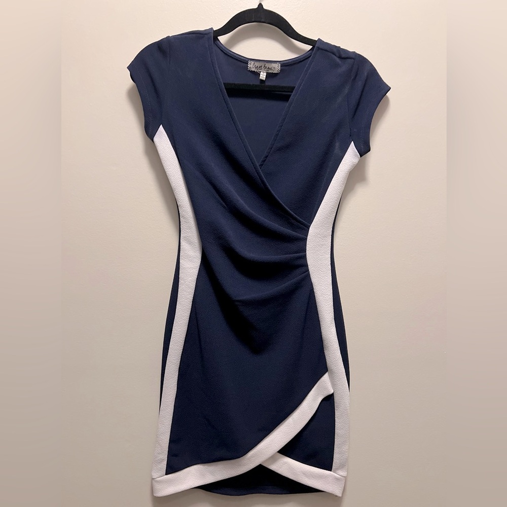 Navy blue and white profesional dress